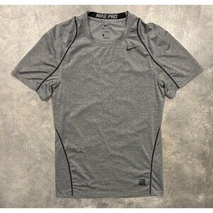 Nike Pro Shirt Mens Small Gray Fitted Drifit Performance Training Swoosh Gym